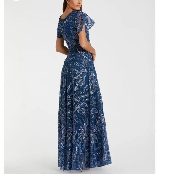 Mac Duggal Women's Embellished Illusion Butterfly Sleeve A-Line Gown size 8 NWT - Picture 4 of 9